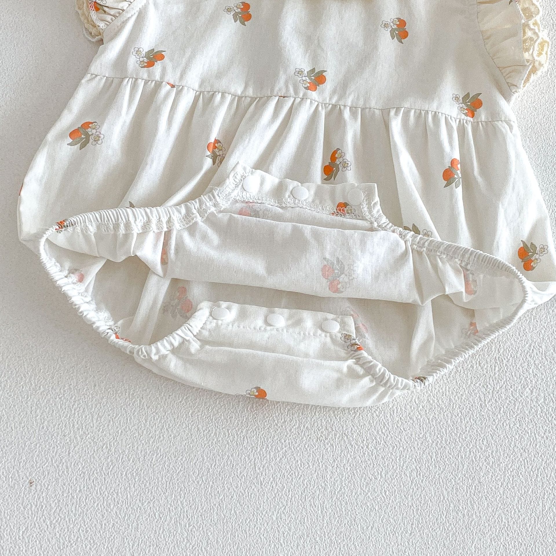 Floral Embroidered Ruffle Romper ラッフル レース袖ロンパース【mh0013425】 angou ノースリーブロンパース