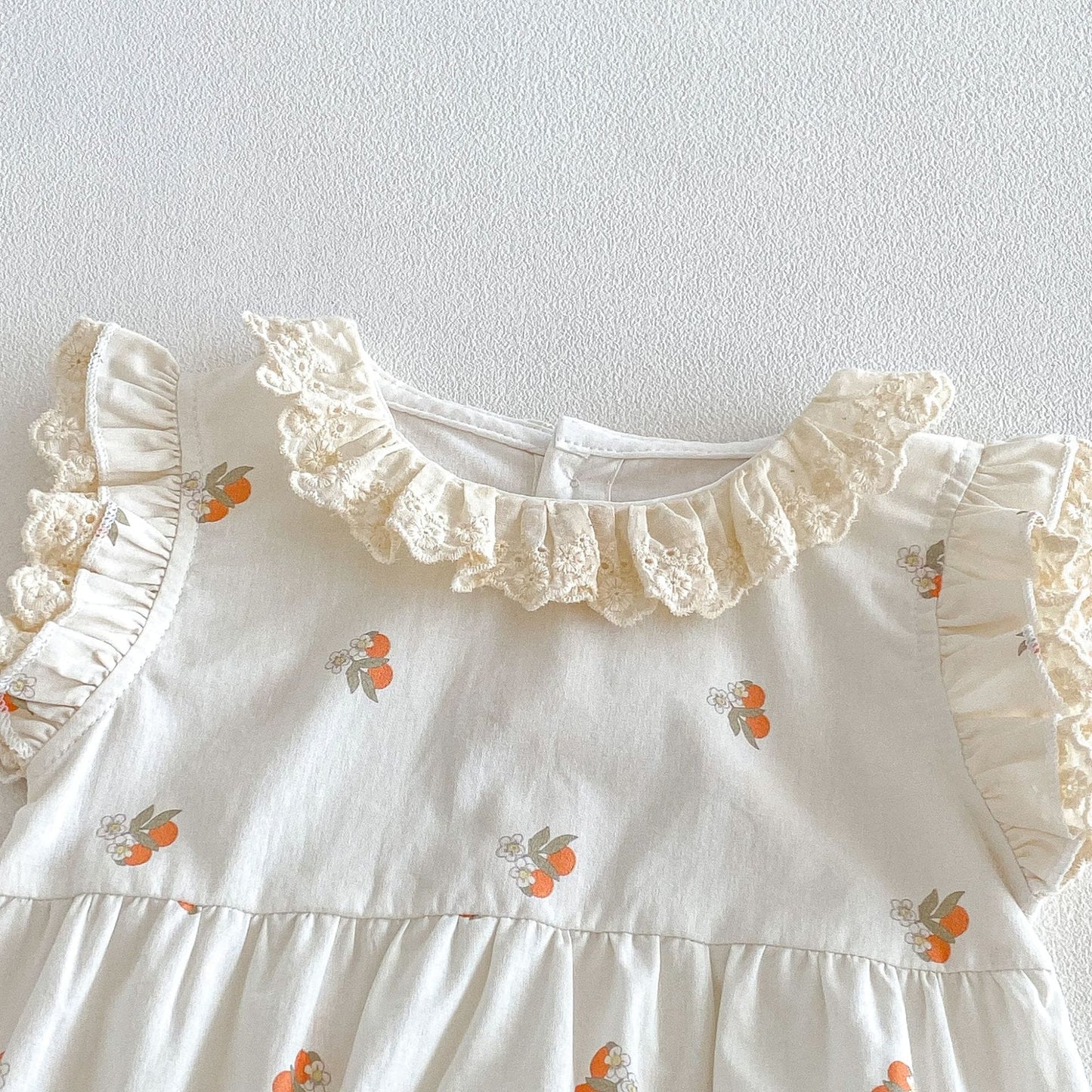 Floral Embroidered Ruffle Romper ラッフル レース袖ロンパース【mh0013425】 angou ノースリーブロンパース