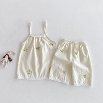 Floral Embroidery Cami Shorts Set 花柄 刺繍 キャミソール セットアップ【mh0012717】 angou ノースリーブセットアップ