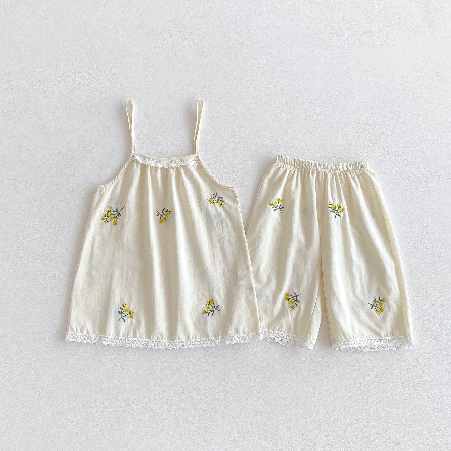 Floral Embroidery Cami Shorts Set 花柄 刺繍 キャミソール セットアップ【mh0012717】 angou ノースリーブセットアップ