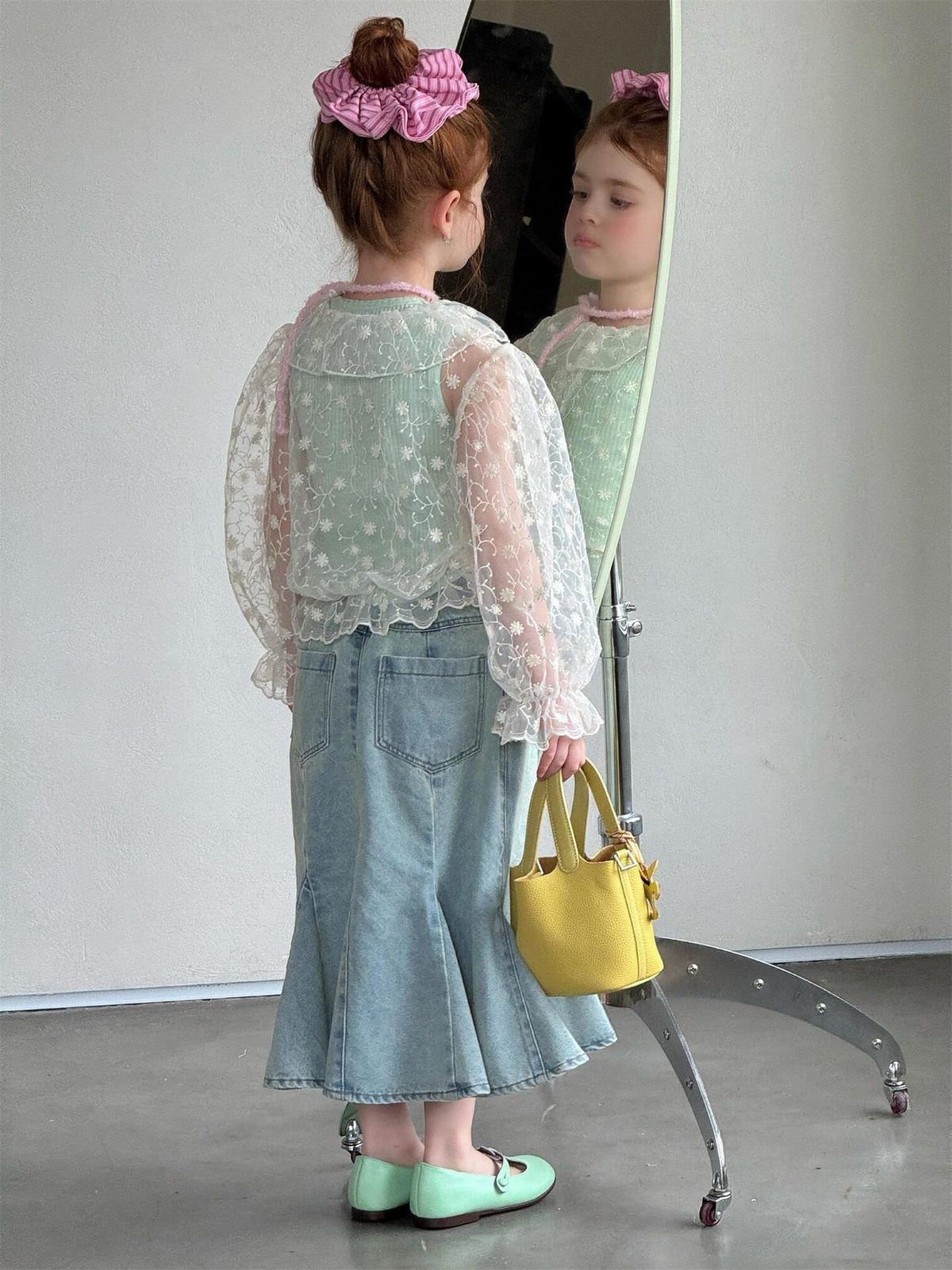 Floral Embroidery Mesh Shirt フラワー刺繍 長袖ブラウス【mh0012881】 Jianzidan 長袖シャツ・ブラウス