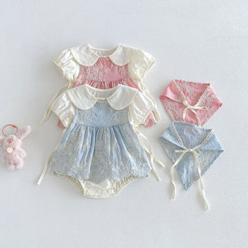 Floral Embroidery Romper Set フラワー 刺繍ロンパース セット【mh0013417】 angou ロンパースセットアップ