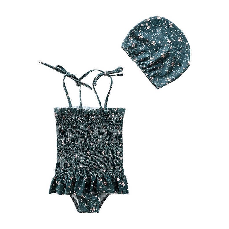 Floral Floral One-Piece Swimwear シャーリング ノースリーブワンピース水着【mh0013342】 mamahalo kids ベビー用水着