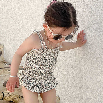 Floral Floral One-Piece Swimwear シャーリング ノースリーブワンピース水着【mh0013342】 mamahalo kids ベビー用水着