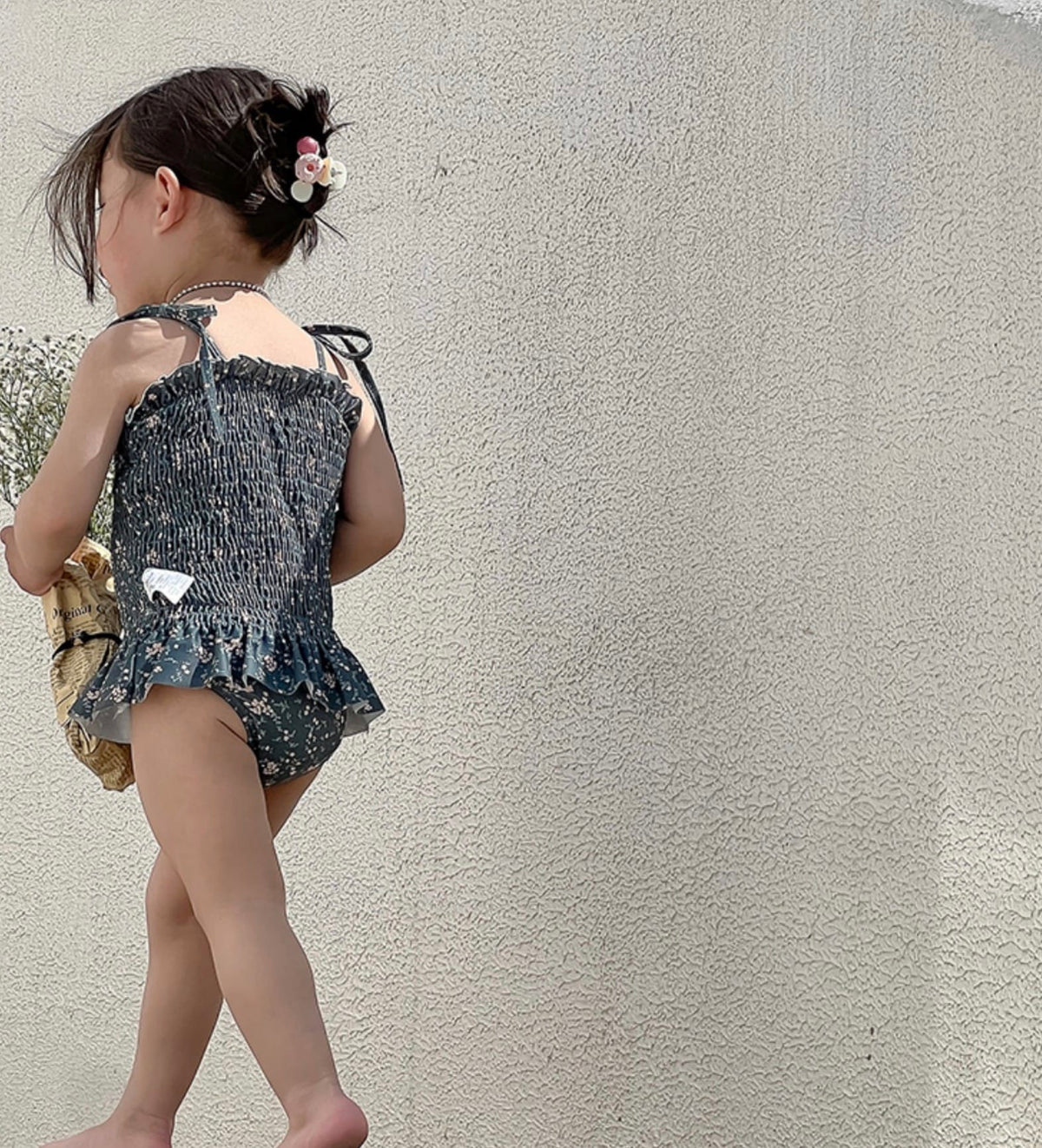 Floral Floral One-Piece Swimwear シャーリング ノースリーブワンピース水着【mh0013342】 mamahalo kids ベビー用水着