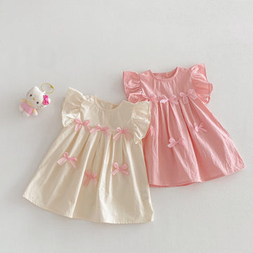 Floral Frill Sleeve Ribbon Dress 花柄 フリル袖 リボン ワンピース【mh0012719】 angou