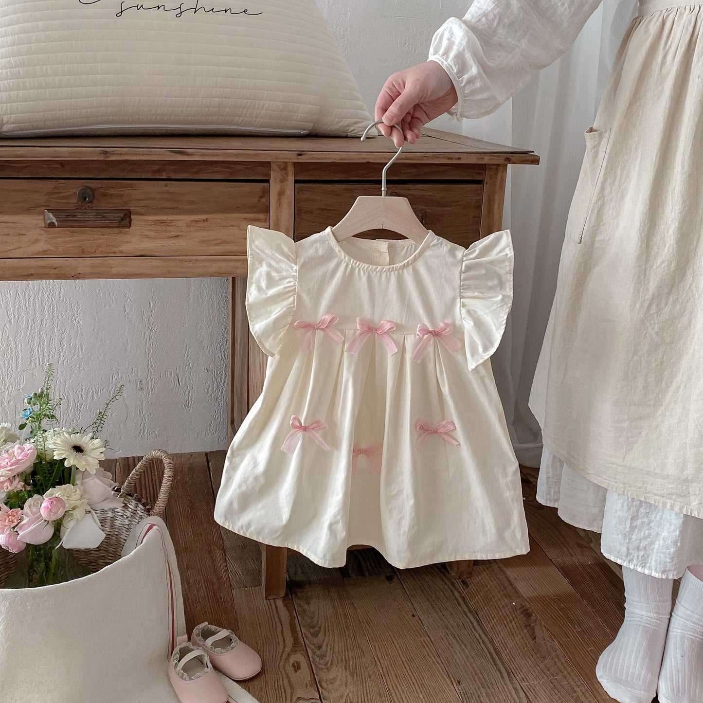 Floral Frill Sleeve Ribbon Dress 花柄 フリル袖 リボン ワンピース【mh0012719】 angou