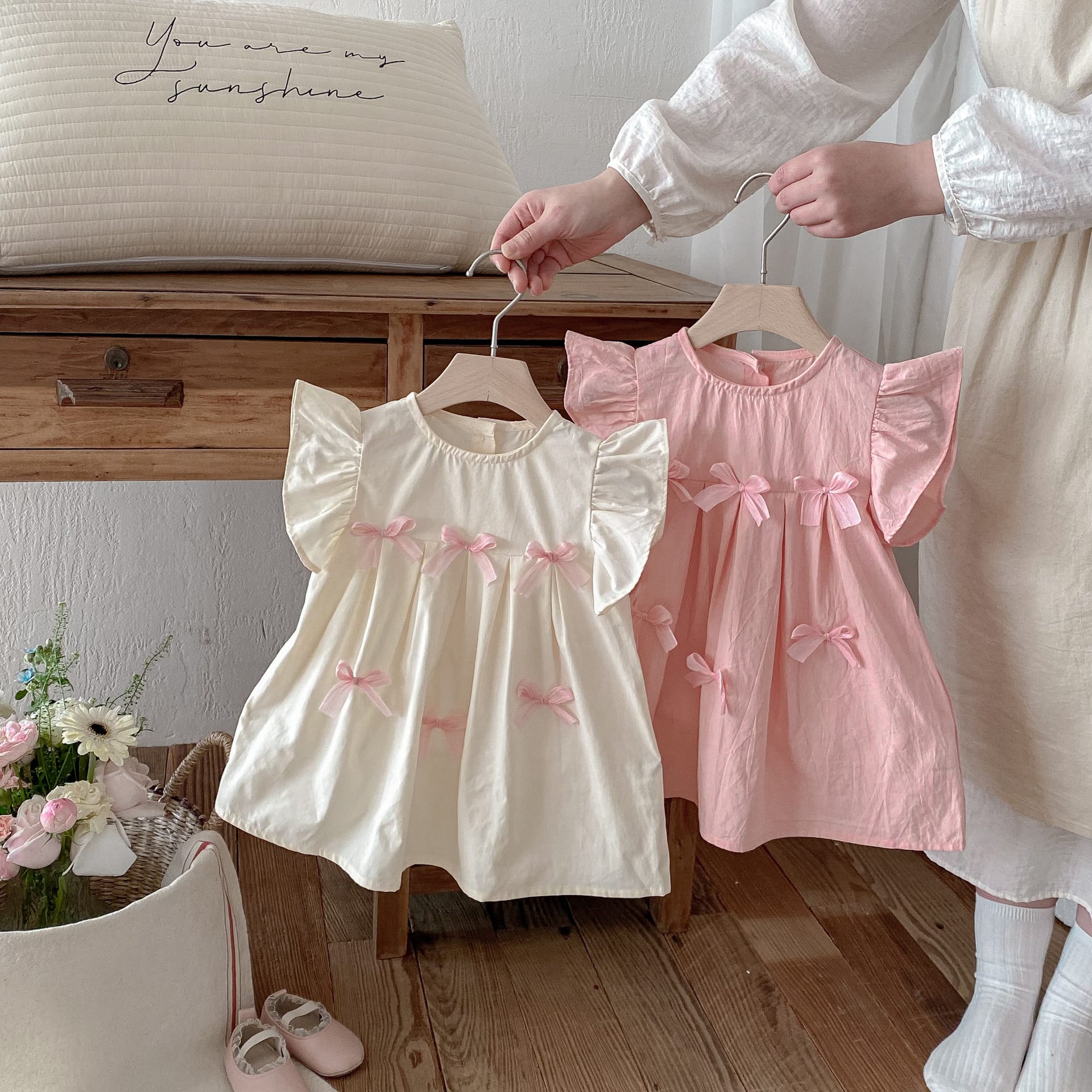 Floral Frill Sleeve Ribbon Dress 花柄 フリル袖 リボン ワンピース【mh0012719】 angou