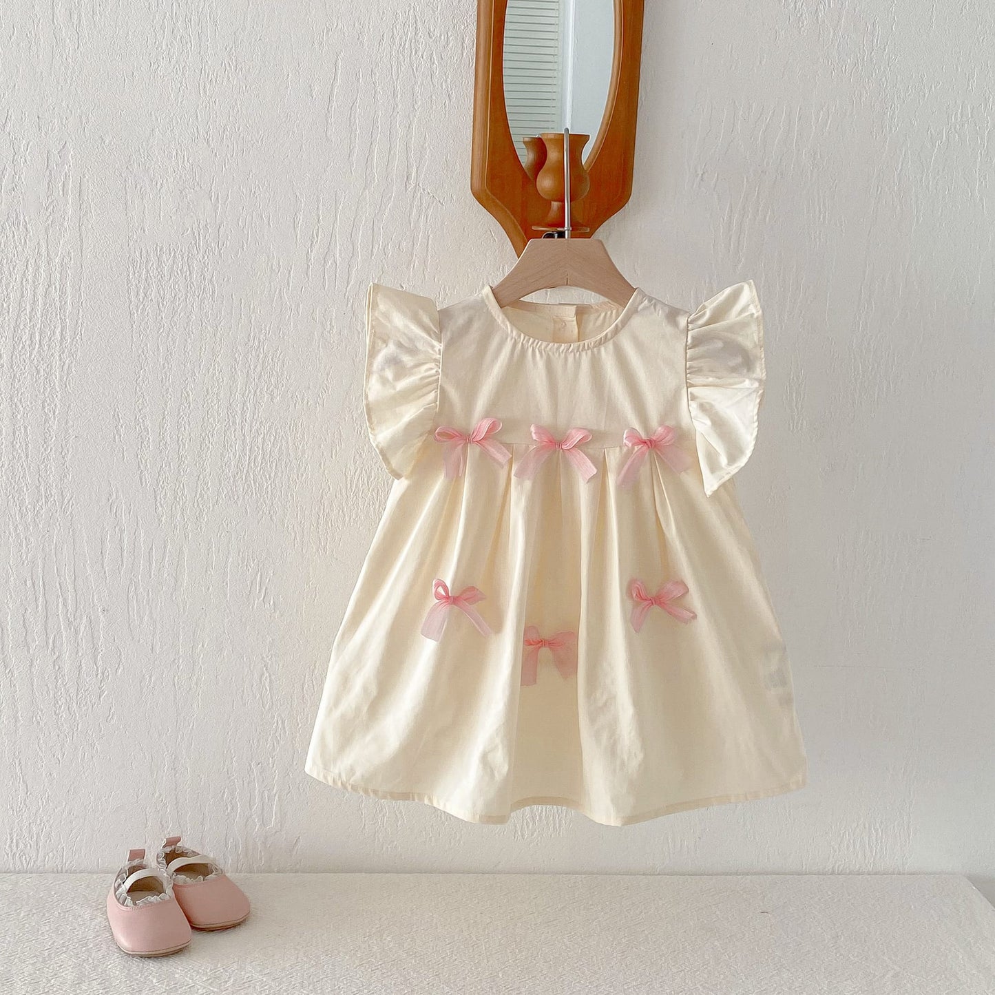Floral Frill Sleeve Ribbon Dress 花柄 フリル袖 リボン ワンピース【mh0012719】 angou