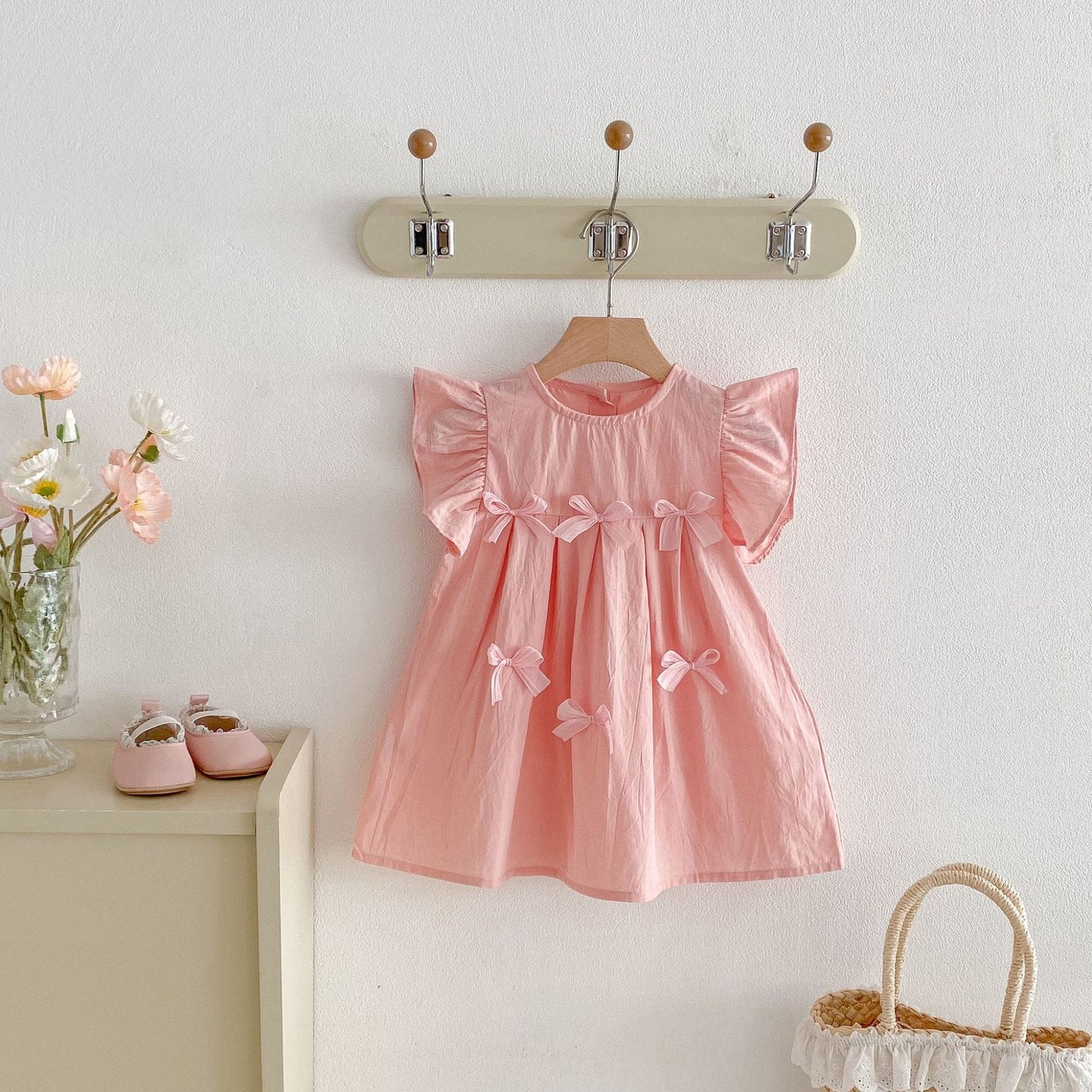 Floral Frill Sleeve Ribbon Dress 花柄 フリル袖 リボン ワンピース【mh0012719】 angou