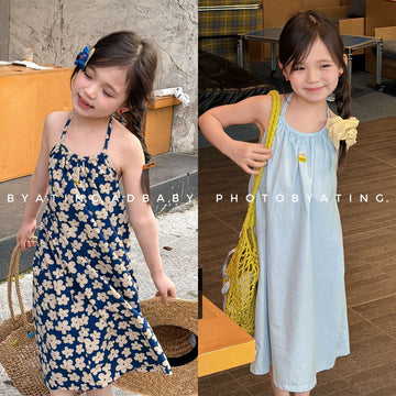 Floral Halter Slip Dress フラワー ノースリーブワンピース【mh0013444】 ADbaby ノースリーブワンピース