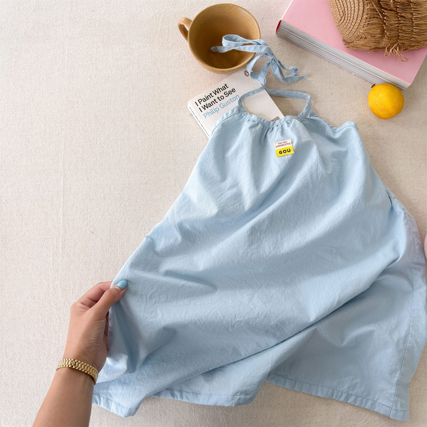 Floral Halter Slip Dress フラワー ノースリーブワンピース【mh0013444】 Light Blue / 80cm ADbaby ノースリーブワンピース