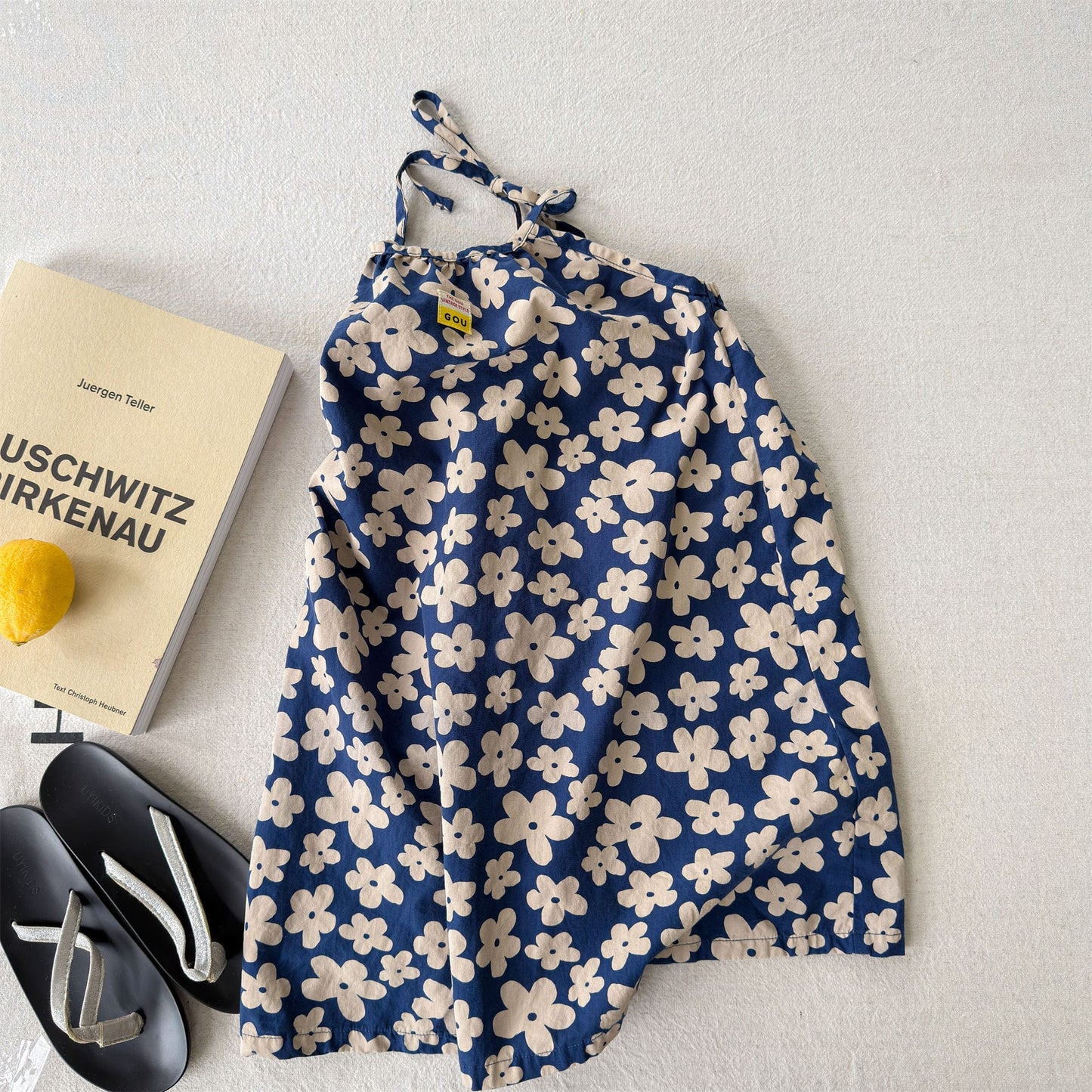 Floral Halter Slip Dress フラワー ノースリーブワンピース【mh0013444】 Navy Blue / 80cm ADbaby ノースリーブワンピース