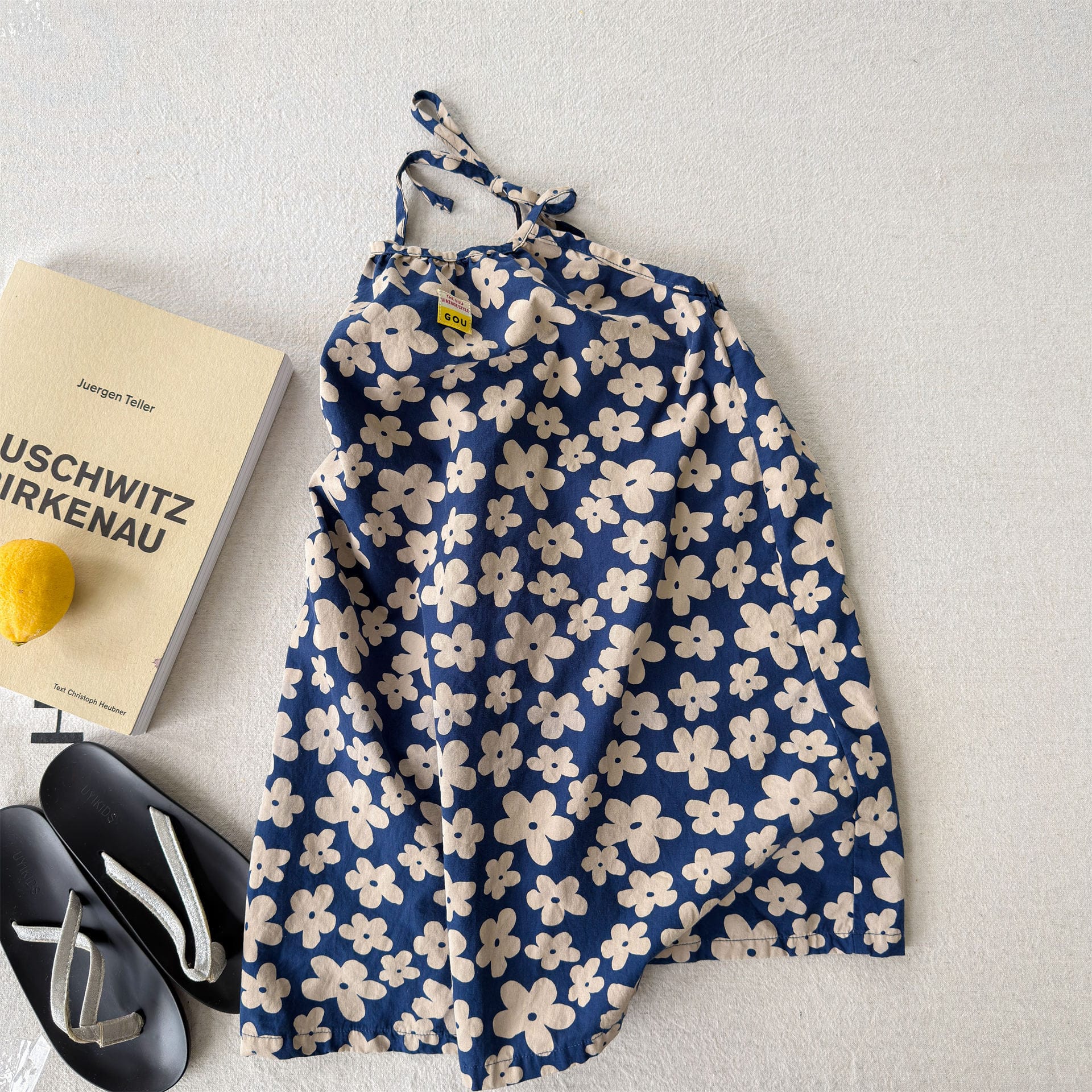 Floral Halter Slip Dress フラワー ノースリーブワンピース【mh0013444】 Navy Blue / 80cm ADbaby ノースリーブワンピース