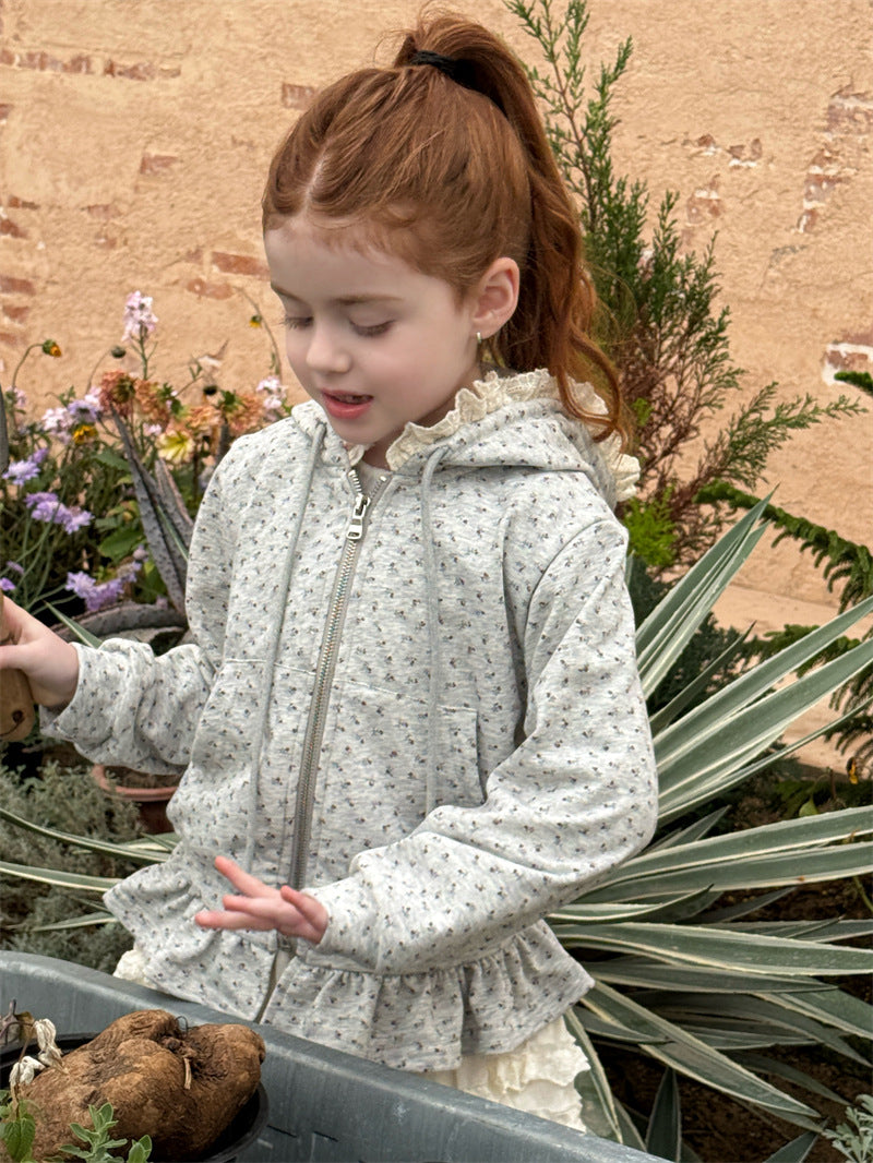 Floral Hooded Zip-up Jacket 小花柄 フーディジャケット【mh0012430】 Chengle