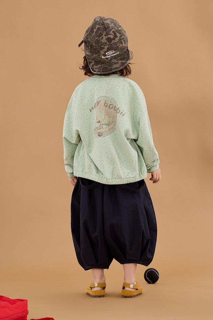 Floral Illustration Zipper Jacket フラワープリント イラスト ジップアップジャケット【mh0012377】 HEY BOOBII