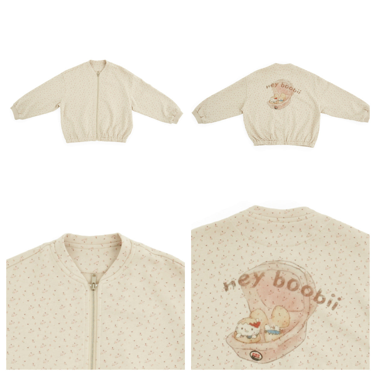 Floral Illustration Zipper Jacket フラワープリント イラスト ジップアップジャケット【mh0012377】 HEY BOOBII