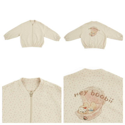 Floral Illustration Zipper Jacket フラワープリント イラスト ジップアップジャケット【mh0012377】 HEY BOOBII