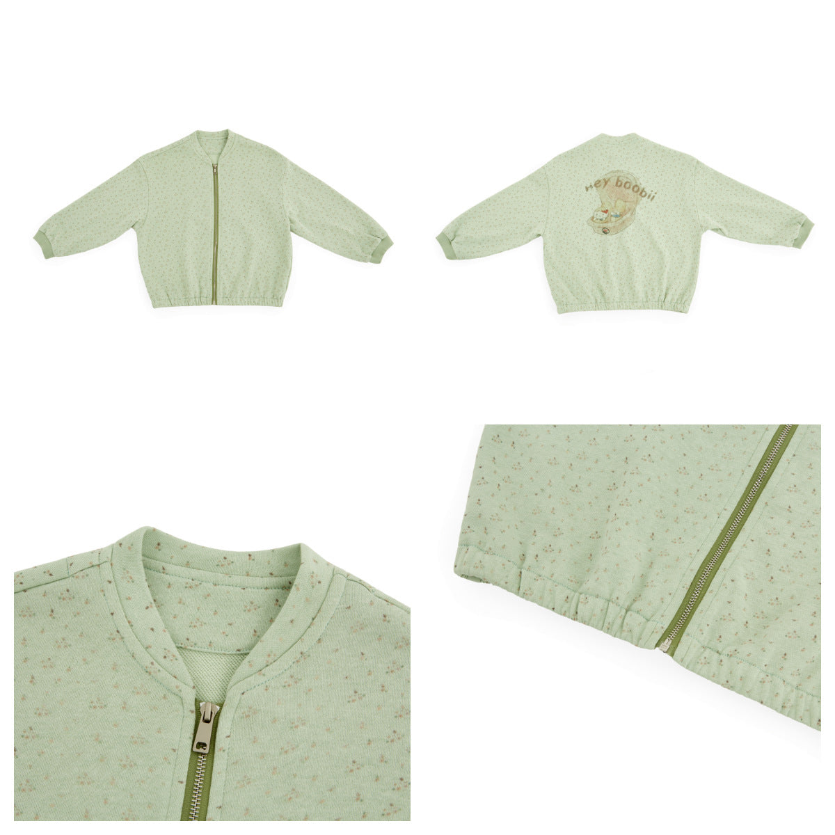 Floral Illustration Zipper Jacket フラワープリント イラスト ジップアップジャケット【mh0012377】 HEY BOOBII