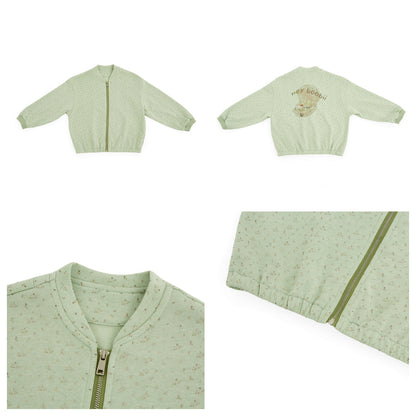 Floral Illustration Zipper Jacket フラワープリント イラスト ジップアップジャケット【mh0012377】 HEY BOOBII