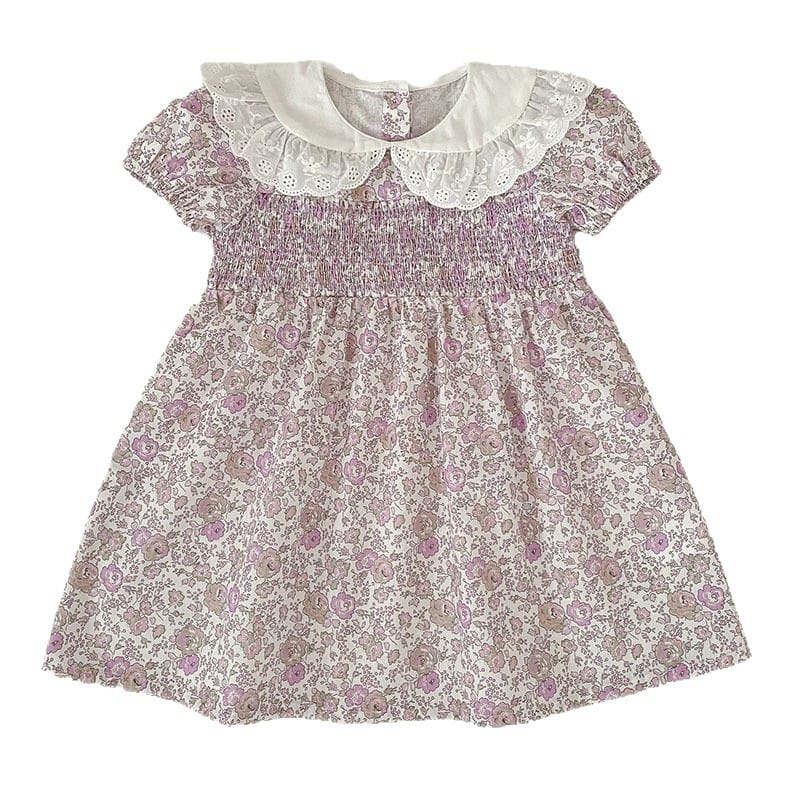 Floral Lace Collar Dress Romper フリルカラー 半袖ワンピース 半袖ロンパース【mh0013156】 Aeg babyi 半袖ロンパース