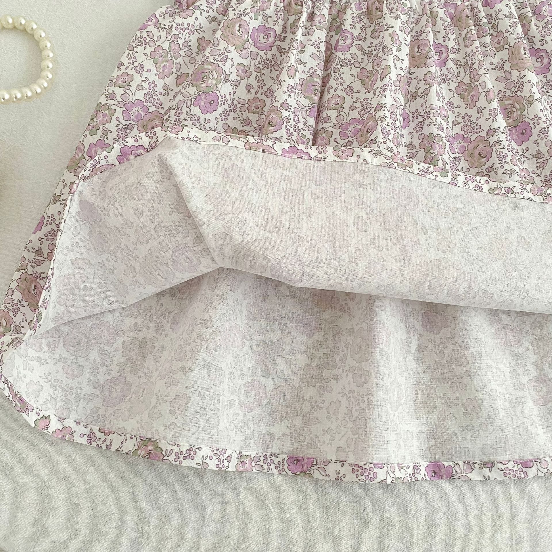 Floral Lace Collar Dress Romper フリルカラー 半袖ワンピース 半袖ロンパース【mh0013156】 Aeg babyi 半袖ロンパース