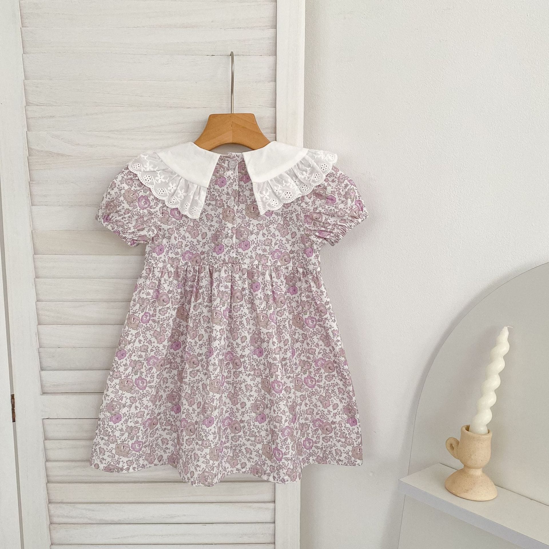 Floral Lace Collar Dress Romper フリルカラー 半袖ワンピース 半袖ロンパース【mh0013156】 Aeg babyi 半袖ロンパース