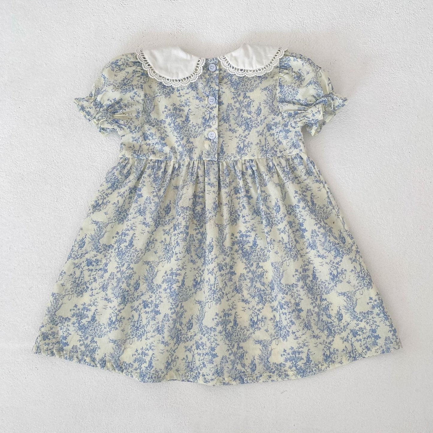 Floral Lace Collar Romper Dress パフスリーブ ロンパース 半袖ワンピース【mh0013164】 Aeg babyi 半袖ロンパース