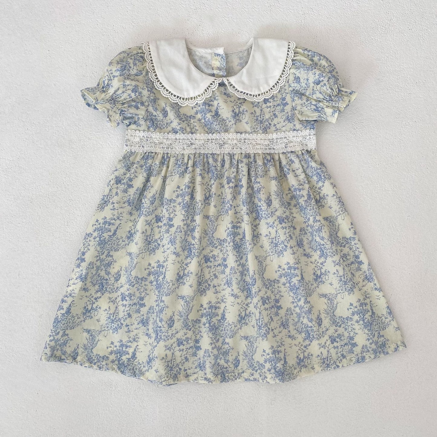 Floral Lace Collar Romper Dress パフスリーブ ロンパース 半袖ワンピース【mh0013164】 Aeg babyi 半袖ロンパース