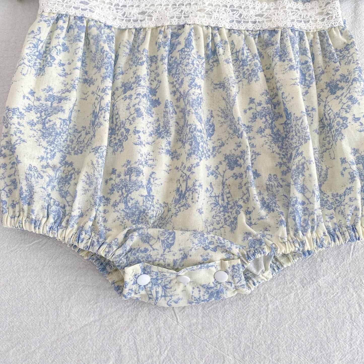 Floral Lace Collar Romper Dress パフスリーブ ロンパース 半袖ワンピース【mh0013164】 Aeg babyi 半袖ロンパース