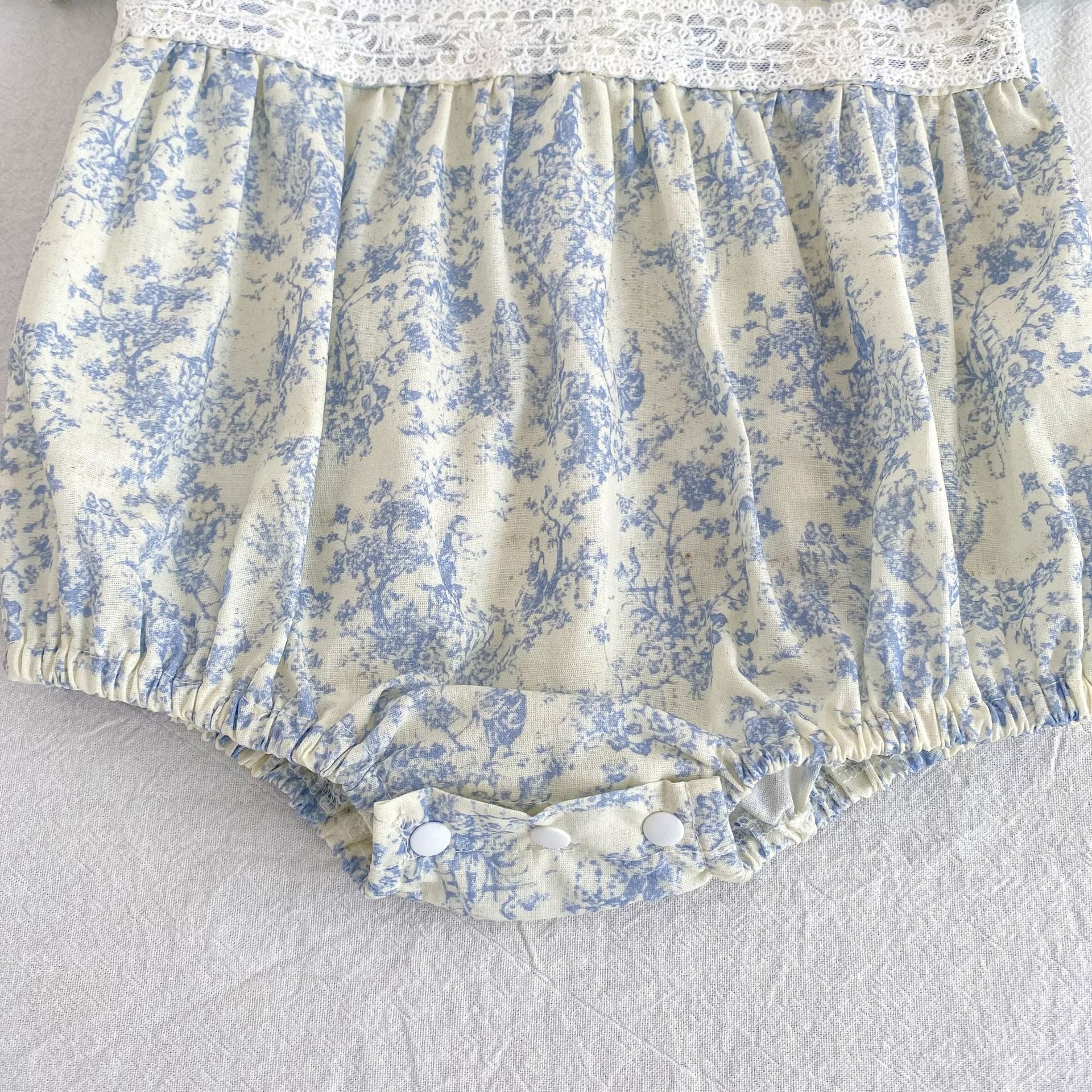 Floral Lace Collar Romper Dress パフスリーブ ロンパース 半袖ワンピース【mh0013164】 Aeg babyi 半袖ロンパース