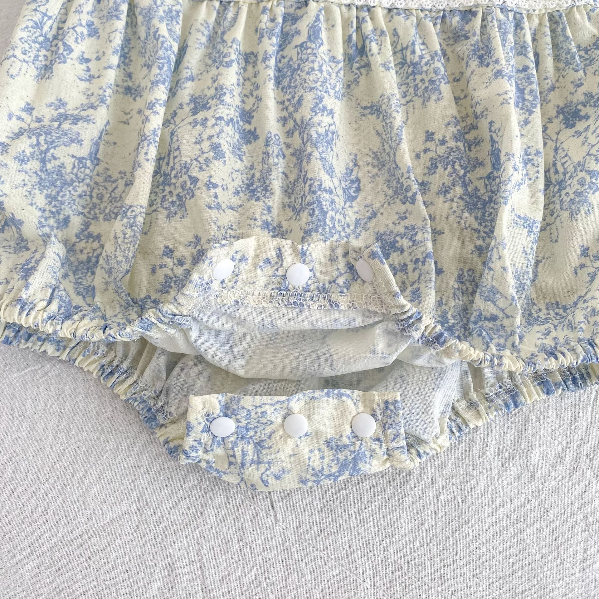 Floral Lace Collar Romper Dress パフスリーブ ロンパース 半袖ワンピース【mh0013164】 Aeg babyi 半袖ロンパース