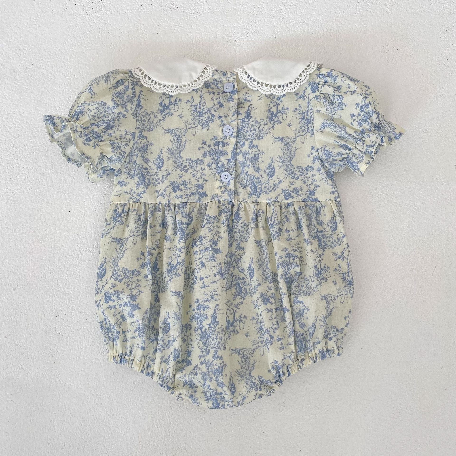 Floral Lace Collar Romper Dress パフスリーブ ロンパース 半袖ワンピース【mh0013164】 Aeg babyi 半袖ロンパース