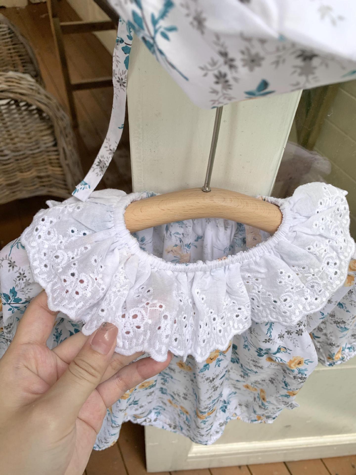 Floral Lace Romper With Hat 小花柄プリント レースロンパース 帽子セット【mh0012264】 Virgil kids