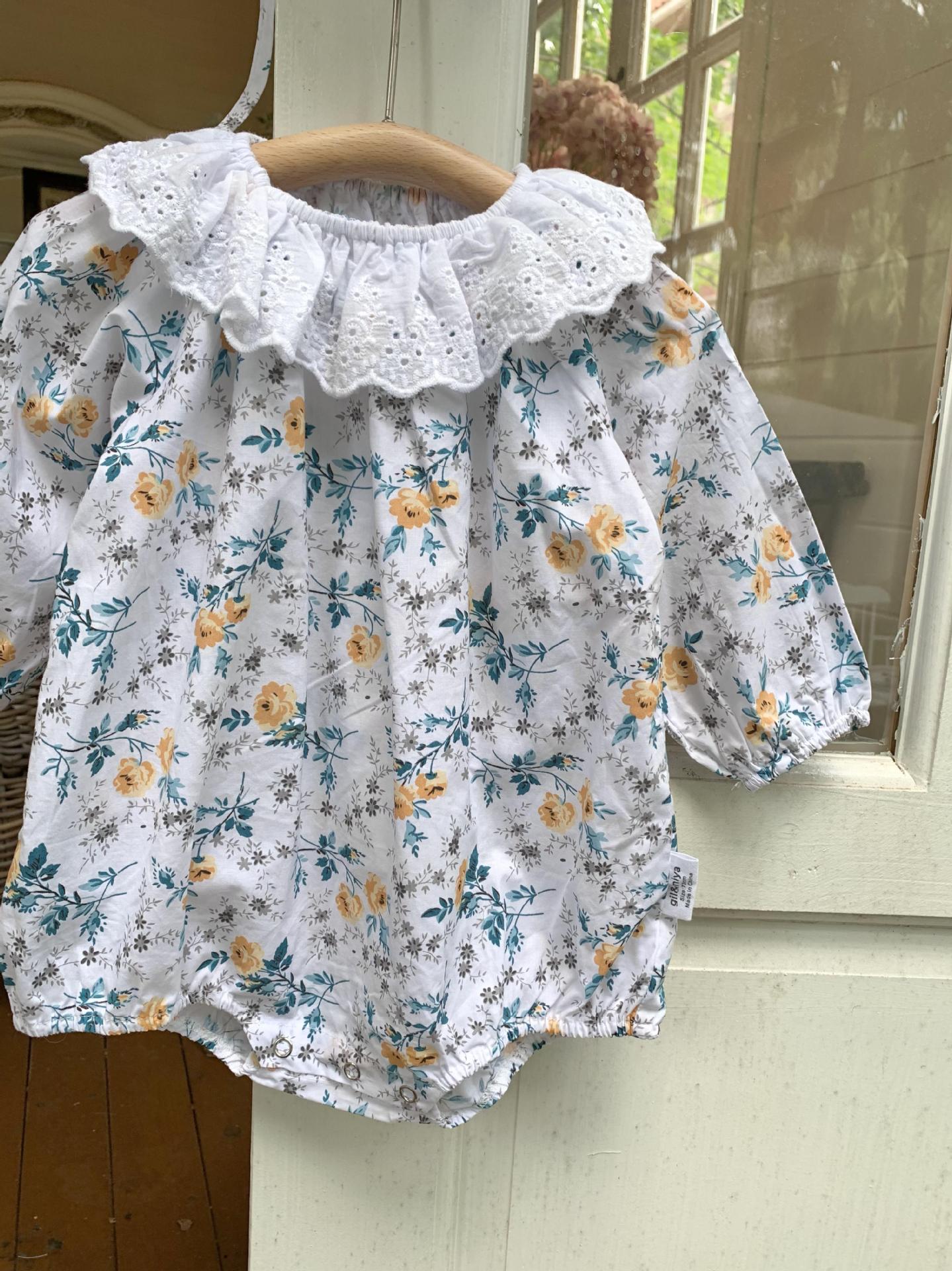 Floral Lace Romper With Hat 小花柄プリント レースロンパース 帽子セット【mh0012264】 Virgil kids