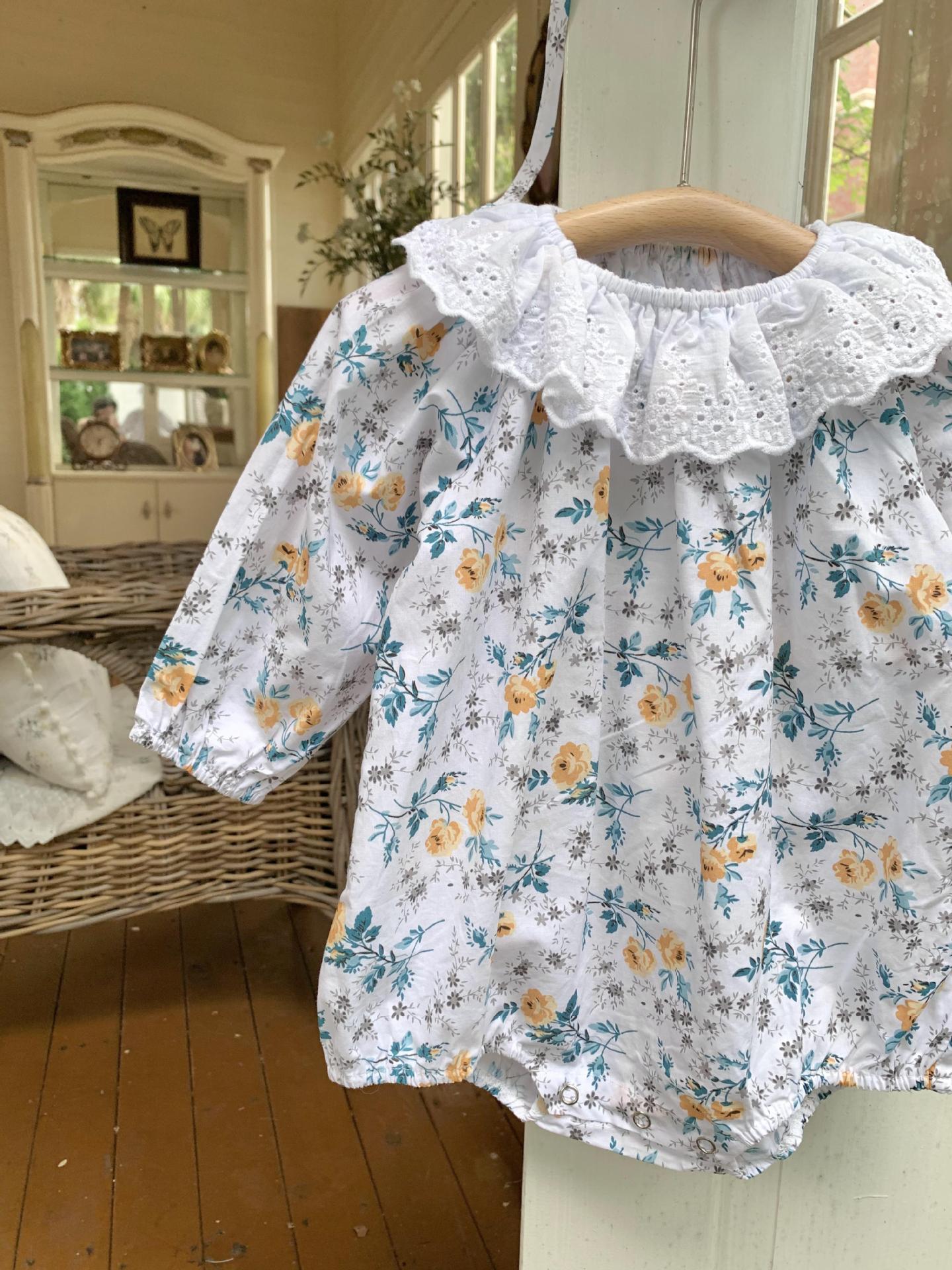 Floral Lace Romper With Hat 小花柄プリント レースロンパース 帽子セット【mh0012264】 Virgil kids