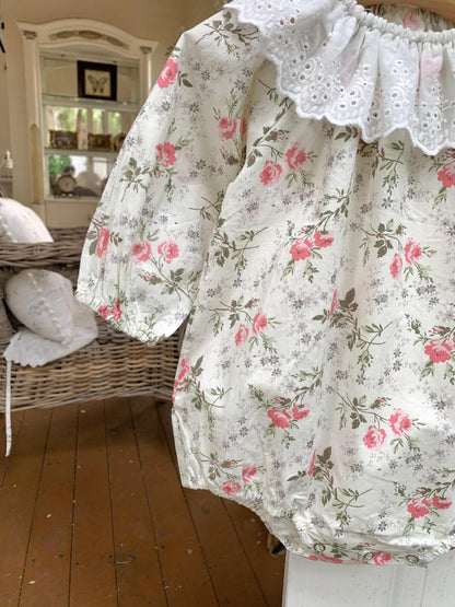 Floral Lace Romper With Hat 小花柄プリント レースロンパース 帽子セット【mh0012264】 Virgil kids