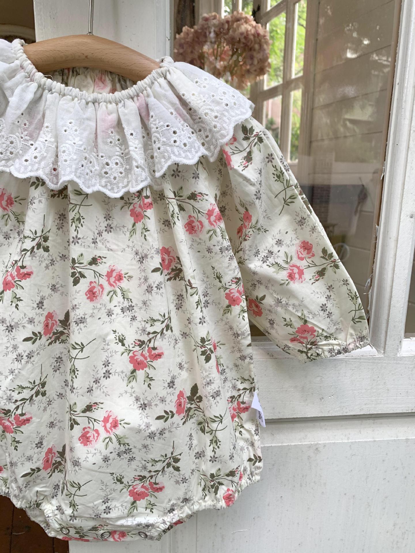 Floral Lace Romper With Hat 小花柄プリント レースロンパース 帽子セット【mh0012264】 Virgil kids