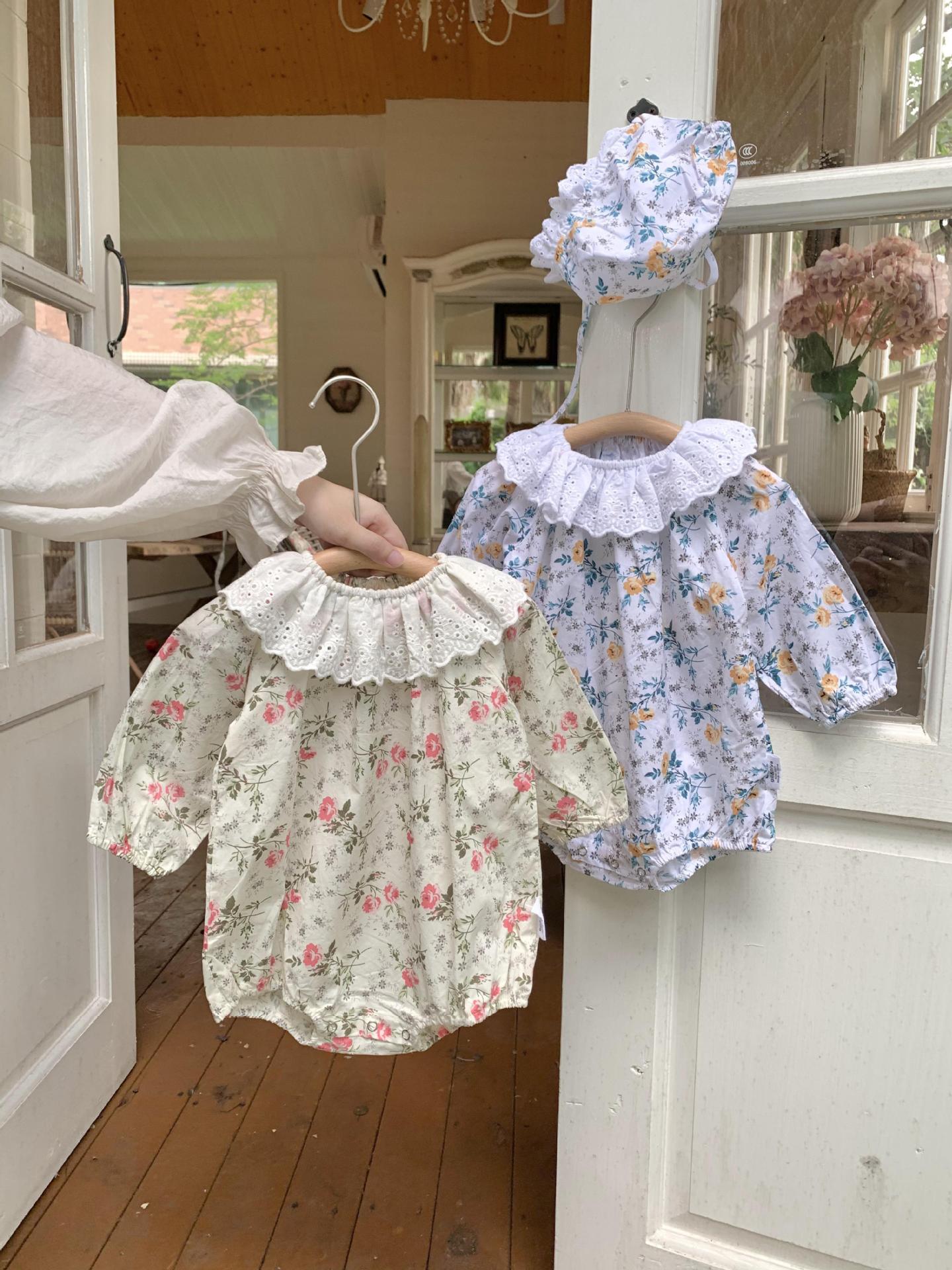 Floral Lace Romper With Hat 小花柄プリント レースロンパース 帽子セット【mh0012264】 Virgil kids