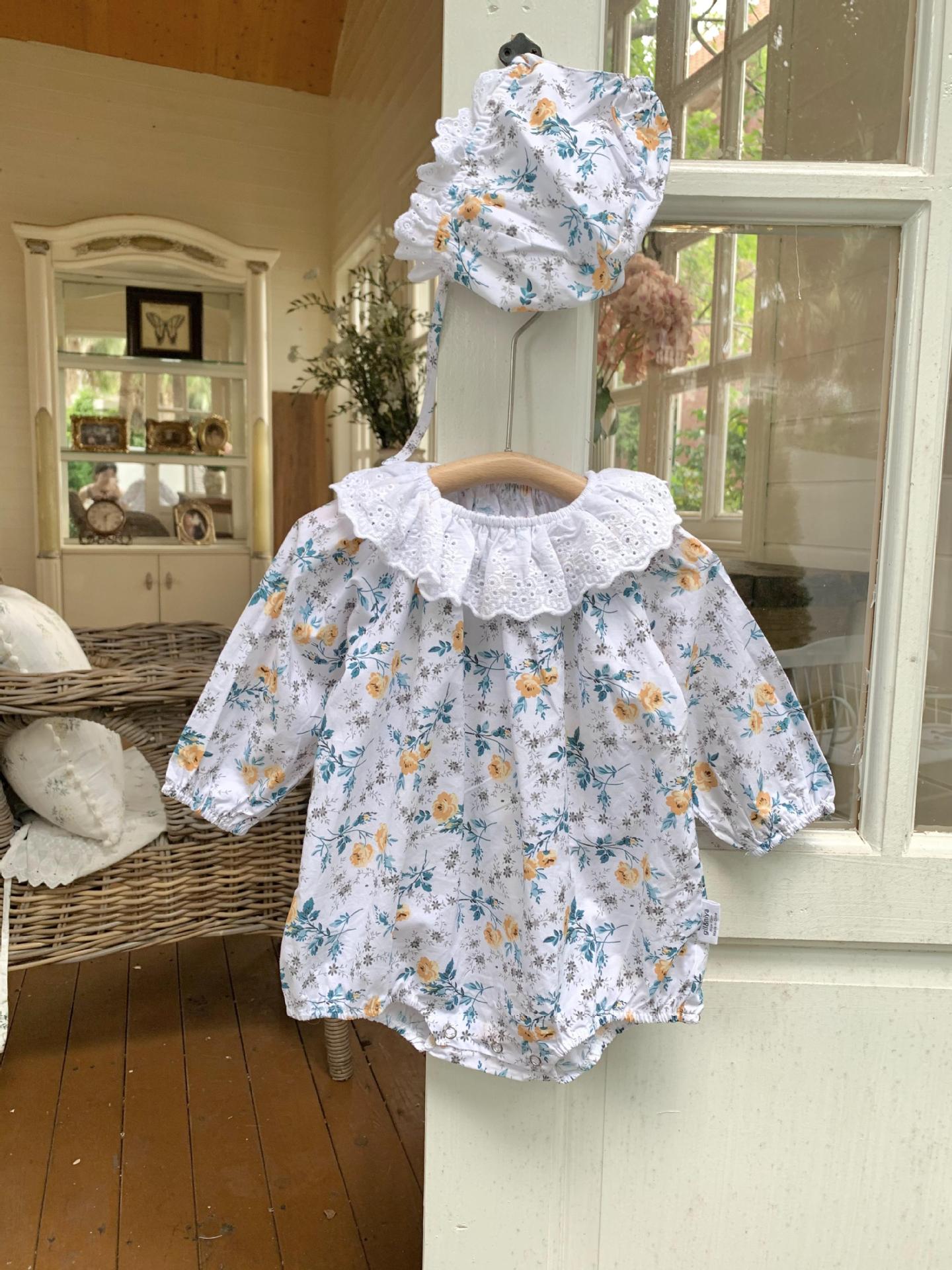 Floral Lace Romper With Hat 小花柄プリント レースロンパース 帽子セット【mh0012264】 White / 66cm Virgil kids