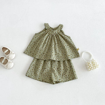 Floral Lace Set フラワー ノースリーブチュニック ショートパンツ セット【mh0013423】 angou ノースリーブセットアップ