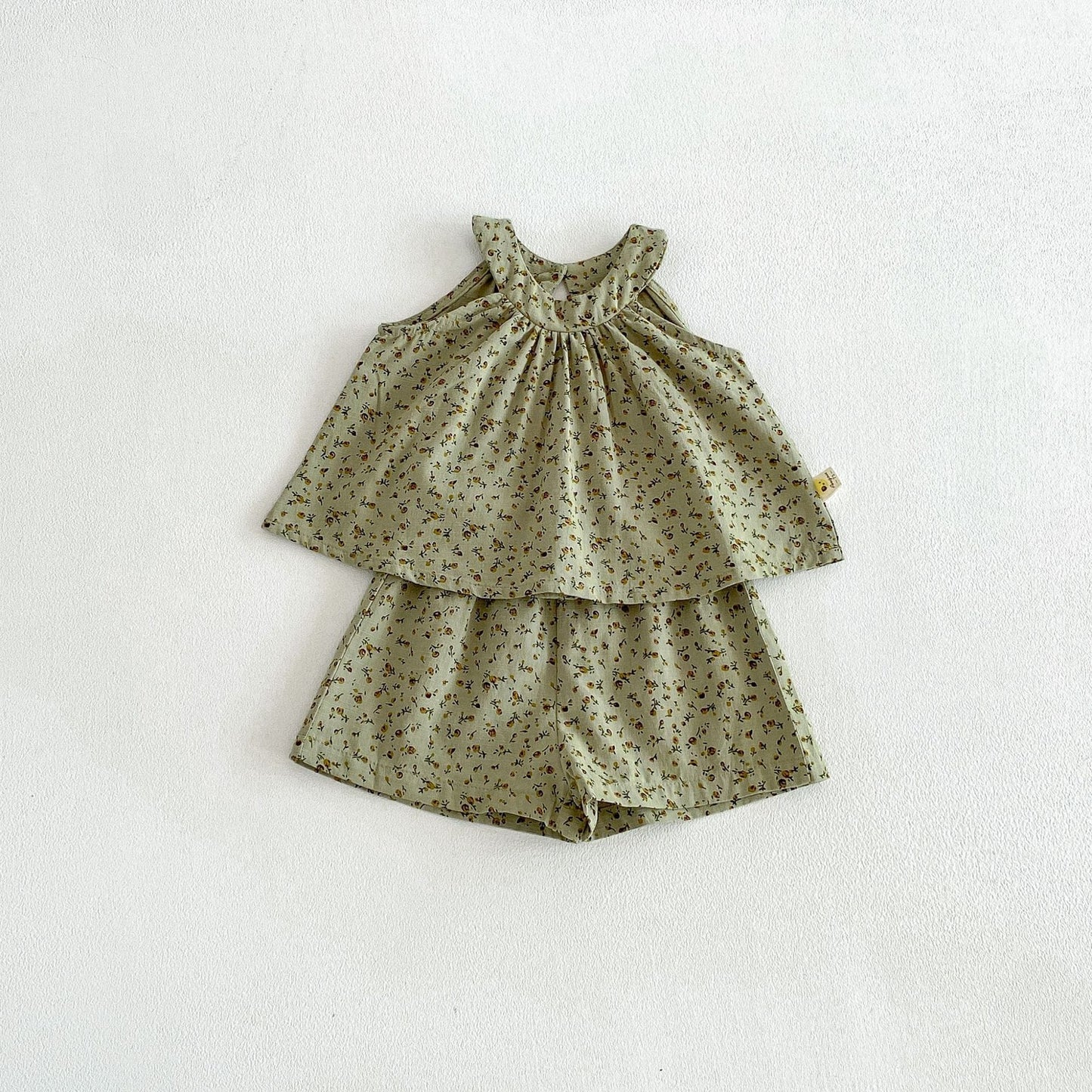 Floral Lace Set フラワー ノースリーブチュニック ショートパンツ セット【mh0013423】 Green / 73cm angou ノースリーブセットアップ