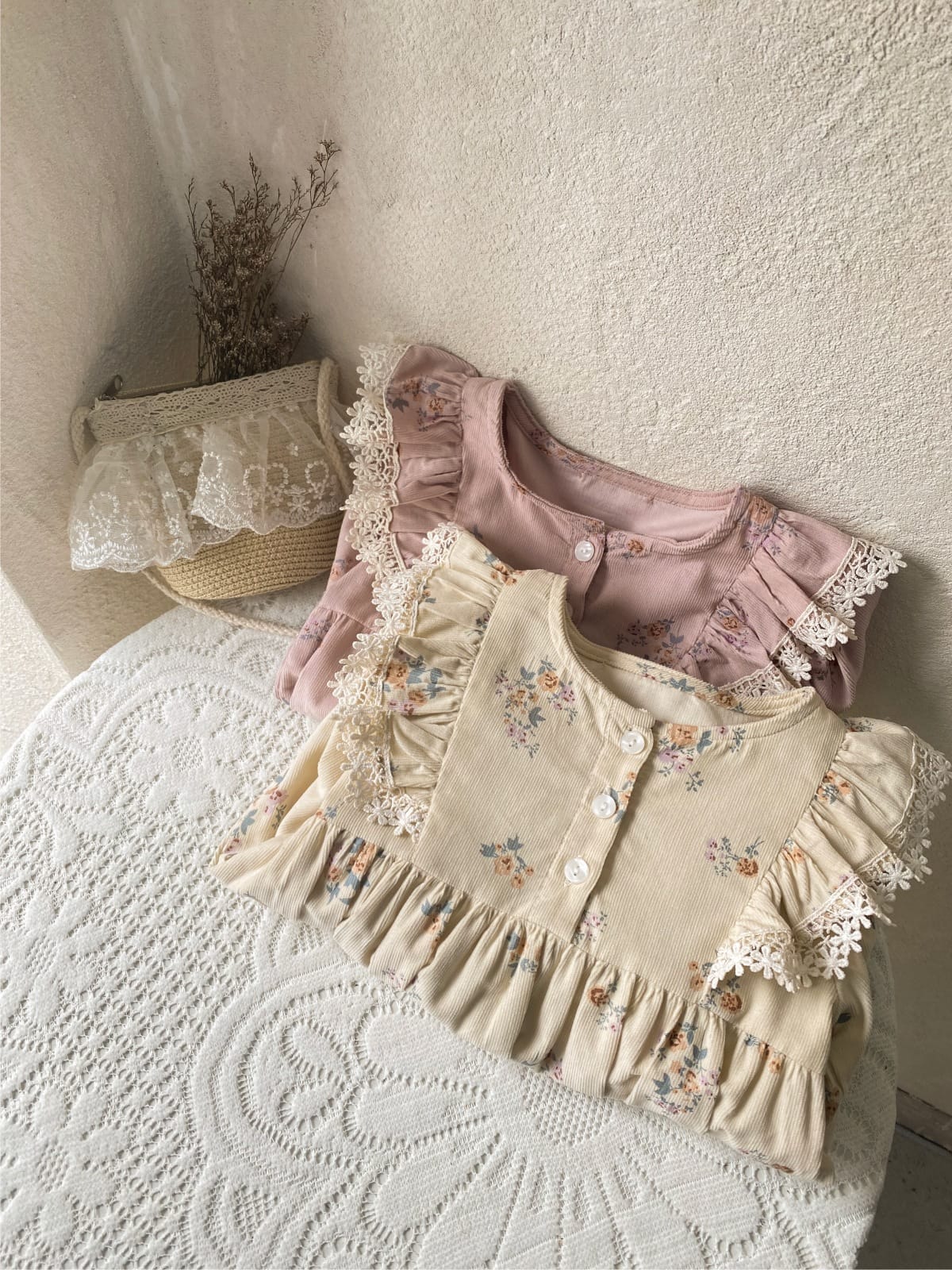 Floral Long Sleeve Romper 小花柄 パフスリーブ ロンパース【mh0012678】 BBAMMA 長袖ロンパース