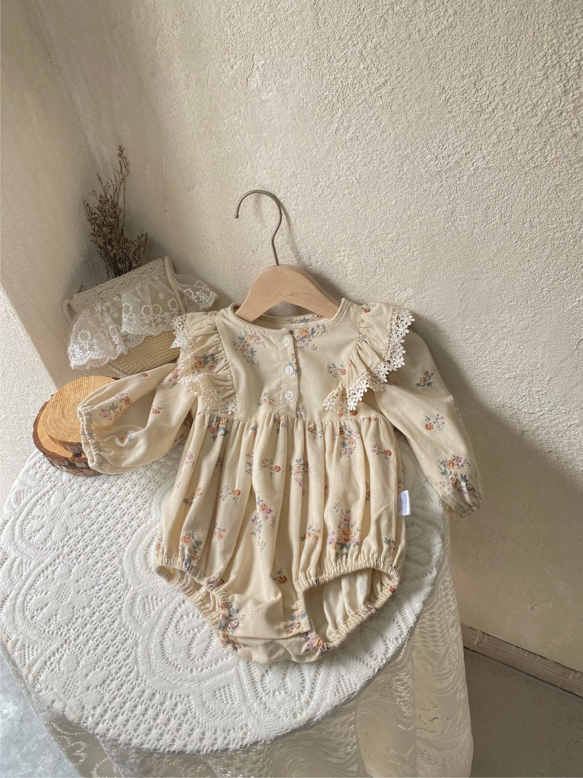 Floral Long Sleeve Romper 小花柄 パフスリーブ ロンパース【mh0012678】 BBAMMA 長袖ロンパース