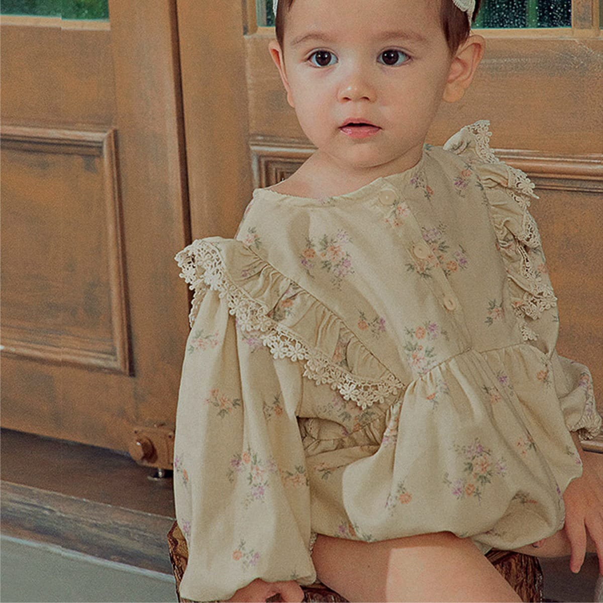 Floral Long Sleeve Romper 小花柄 パフスリーブ ロンパース【mh0012678】 BBAMMA 長袖ロンパース