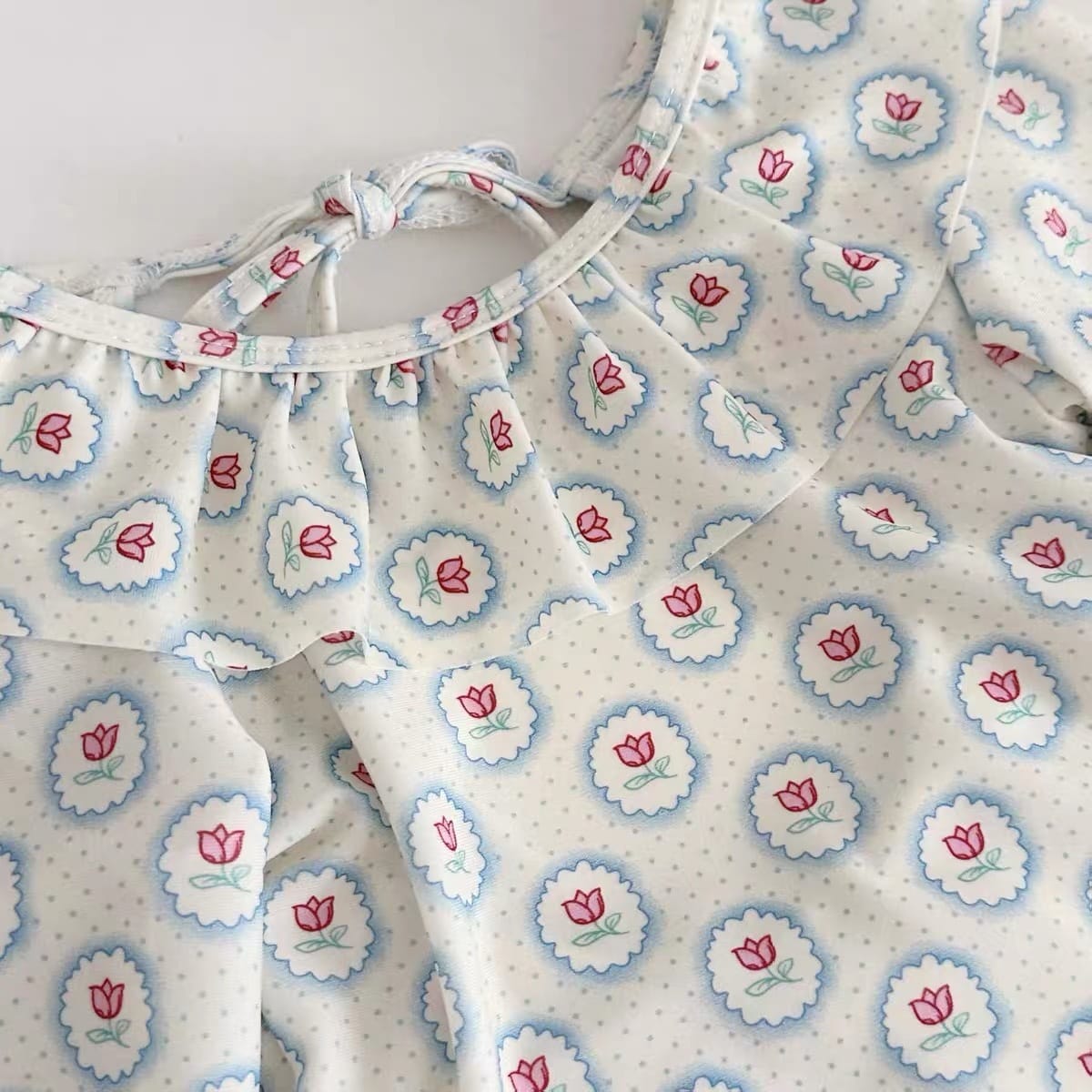 Floral Long-sleeve Sun Protection Quick-Dry Swimwear チューリップ 長袖ワンピース水着【mh0013321】 mamahalo kids ベビー用水着