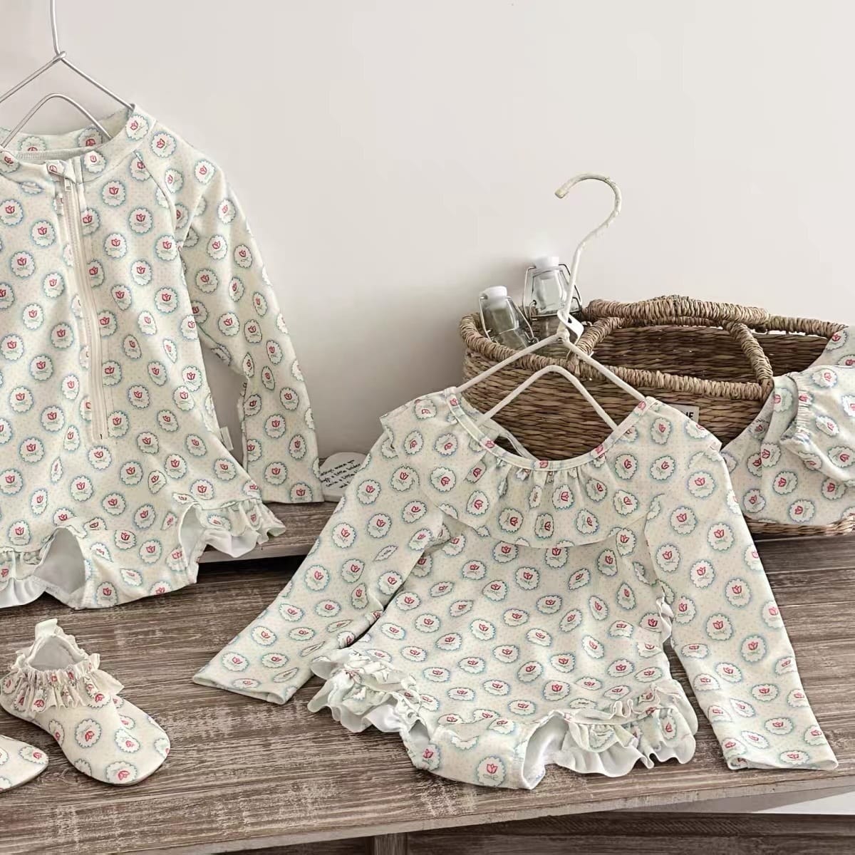 Floral Long-sleeve Sun Protection Quick-Dry Swimwear チューリップ 長袖ワンピース水着【mh0013321】 mamahalo kids ベビー用水着