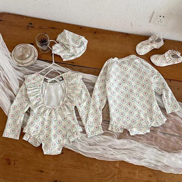 Floral Long-sleeve Sun Protection Quick-Dry Swimwear チューリップ 長袖ワンピース水着【mh0013321】 mamahalo kids ベビー用水着