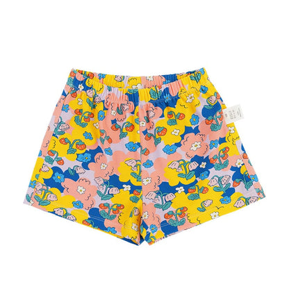 花柄ショートパンツ（イエロー系、ウエストゴム）