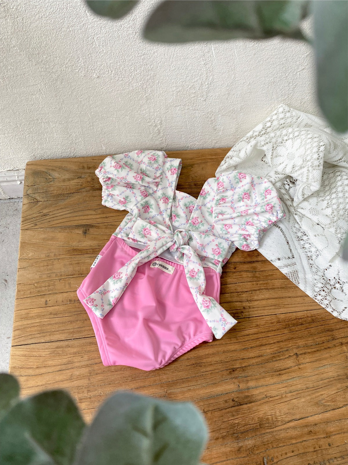 Floral Patchwork One Piece Swimsuit フローラルプリント切替水着【mh0012433】 BBAMMA ベビー用水着